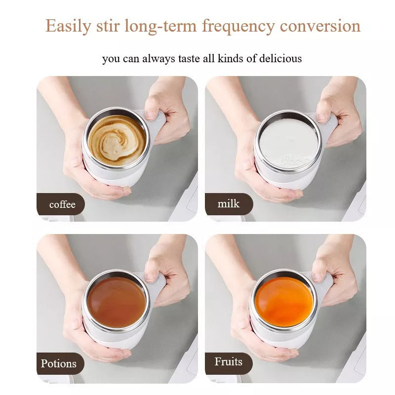 Tazza da caffè con mescolatore automatico ricaricabile – Mescola caffe, latte e frullati in pochi secondi